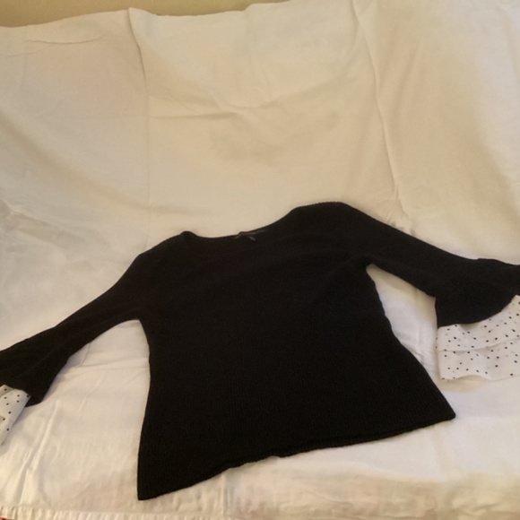 Black Sweater with Polka Dot Cuffs - Picture 2 of 4